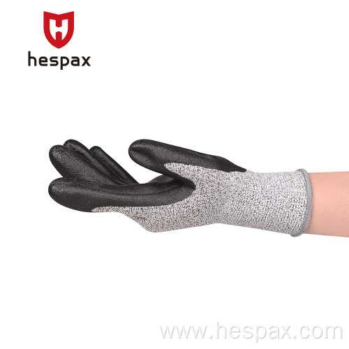 Hespax Labour Gloves Durable Nitrile Coated Anti Cut